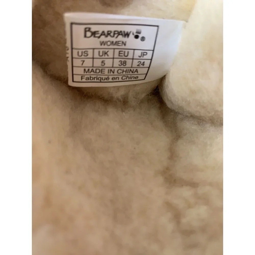 BEARPAW Women's Size 7 Brown Suede Knit‎ Wool Sheepskin Winter Boots Buckle Warm